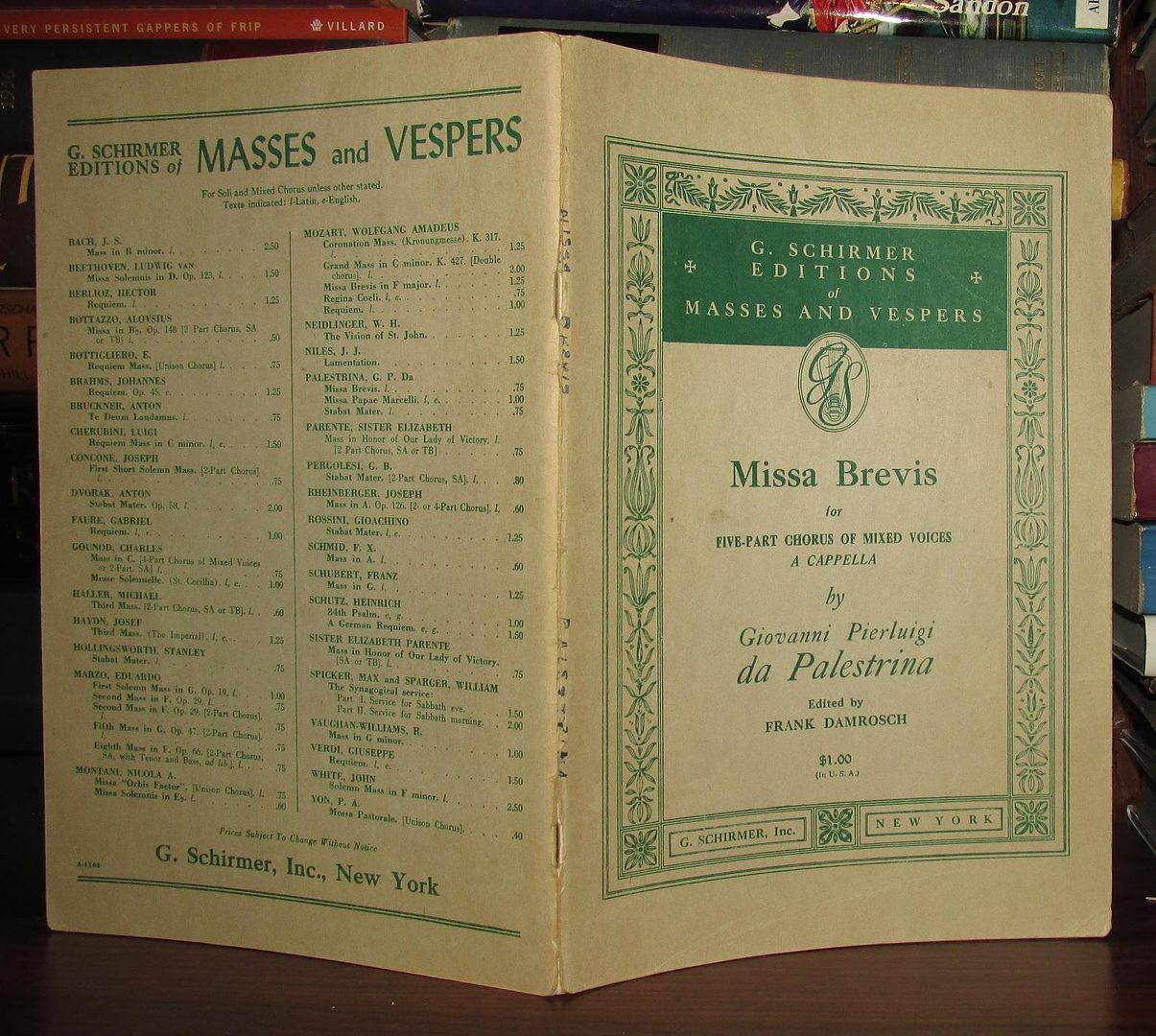 PALESTRINA, GIOVANNI PIERLUIGI DA - Missa Brevis Five-Part Chorus of Mixed Voices a Cappella