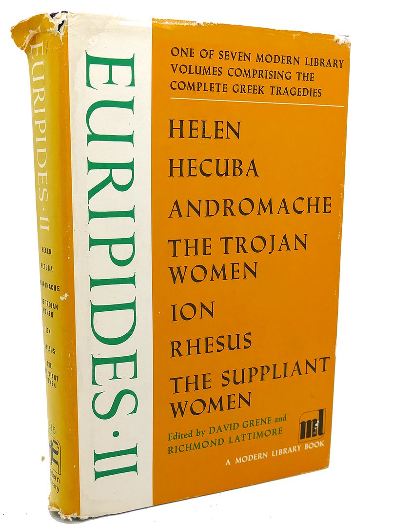 DAVID GREENE   , RICHMOND LATTIMORE - Euripides II, One of Seven Modern Library Volumes Comprising the Complete Greek Tragedies : Heken, Hecuba, Andromache the Trojan Women, Ion, Rhesus, the Suppliant Women