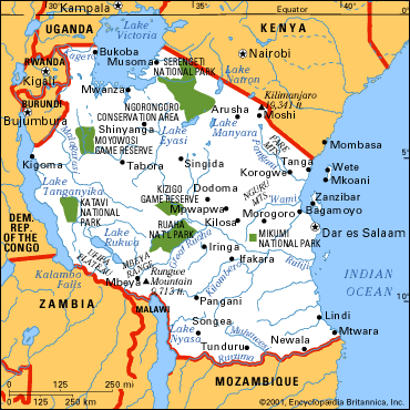 physical map of tanzania. Map of Tanzania - Western