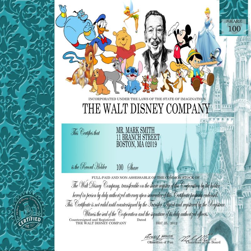how to buy a stock certificate from disney