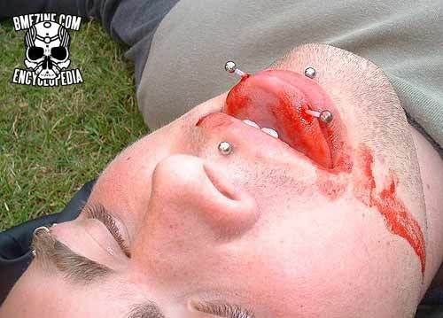 vertical piercing. A vertical piercing through