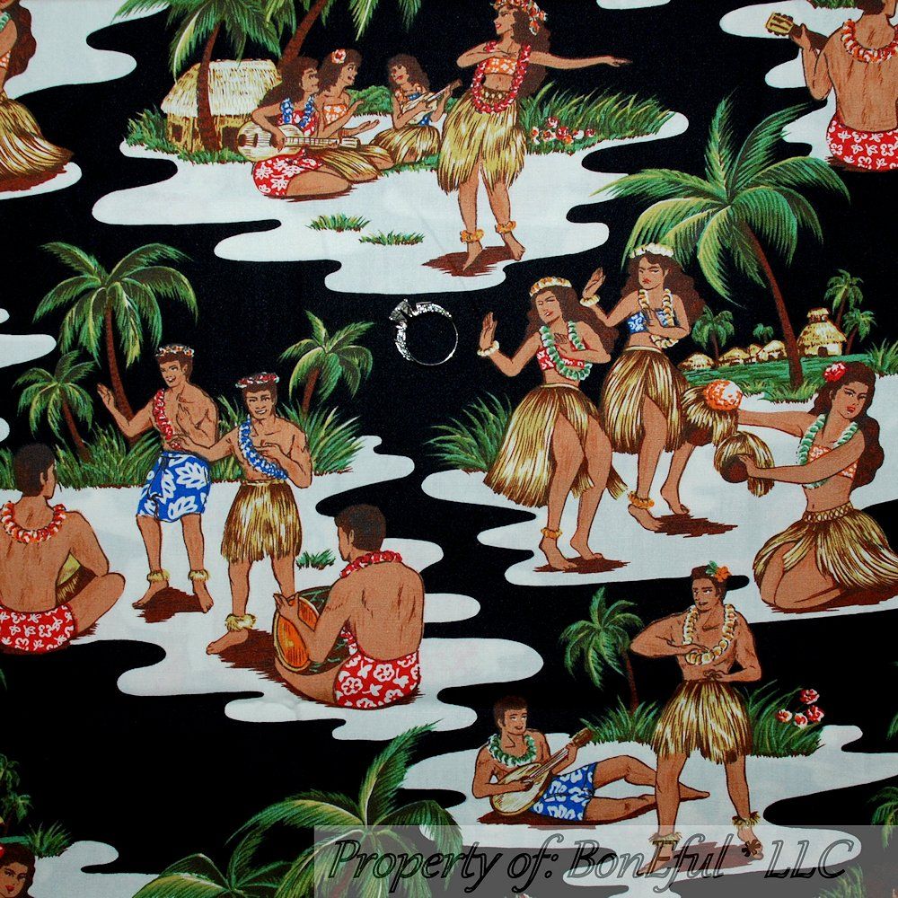 BonEful Fabric FQ Cotton 2002 Kona Bay Asian Island Dance 