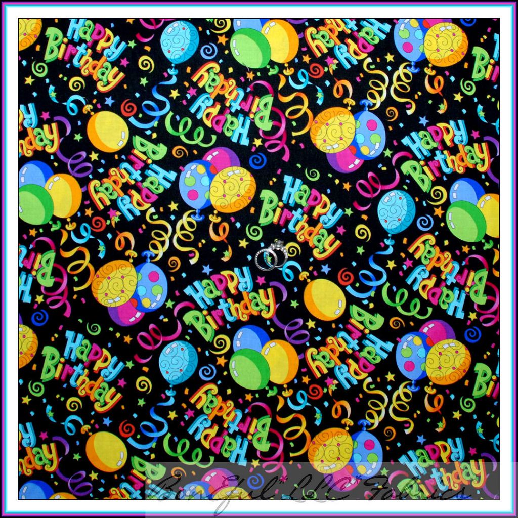 BonEful Fabric FQ Cotton Quilt Happy Birthday Party ...