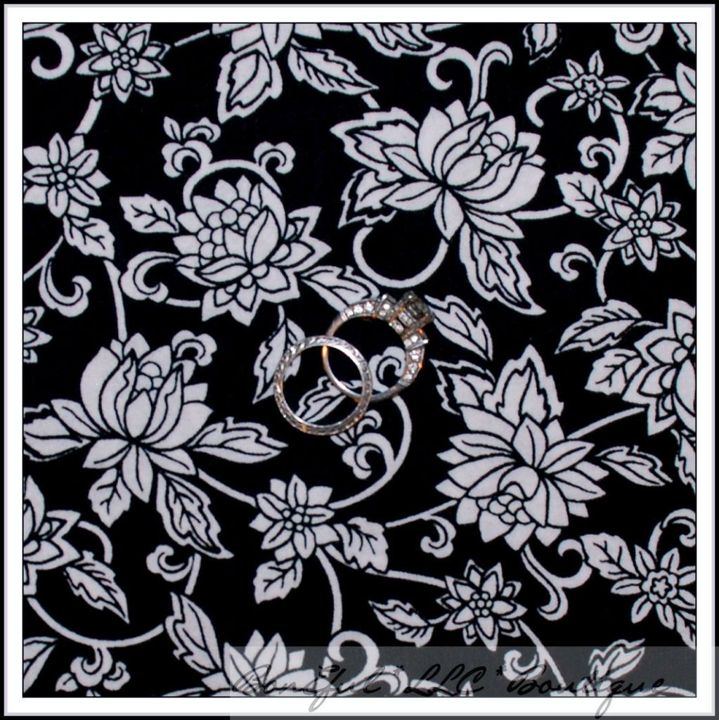 BonEful Fabric FQ Cotton Quilt B&W Black White S Flower Damask Heart ...