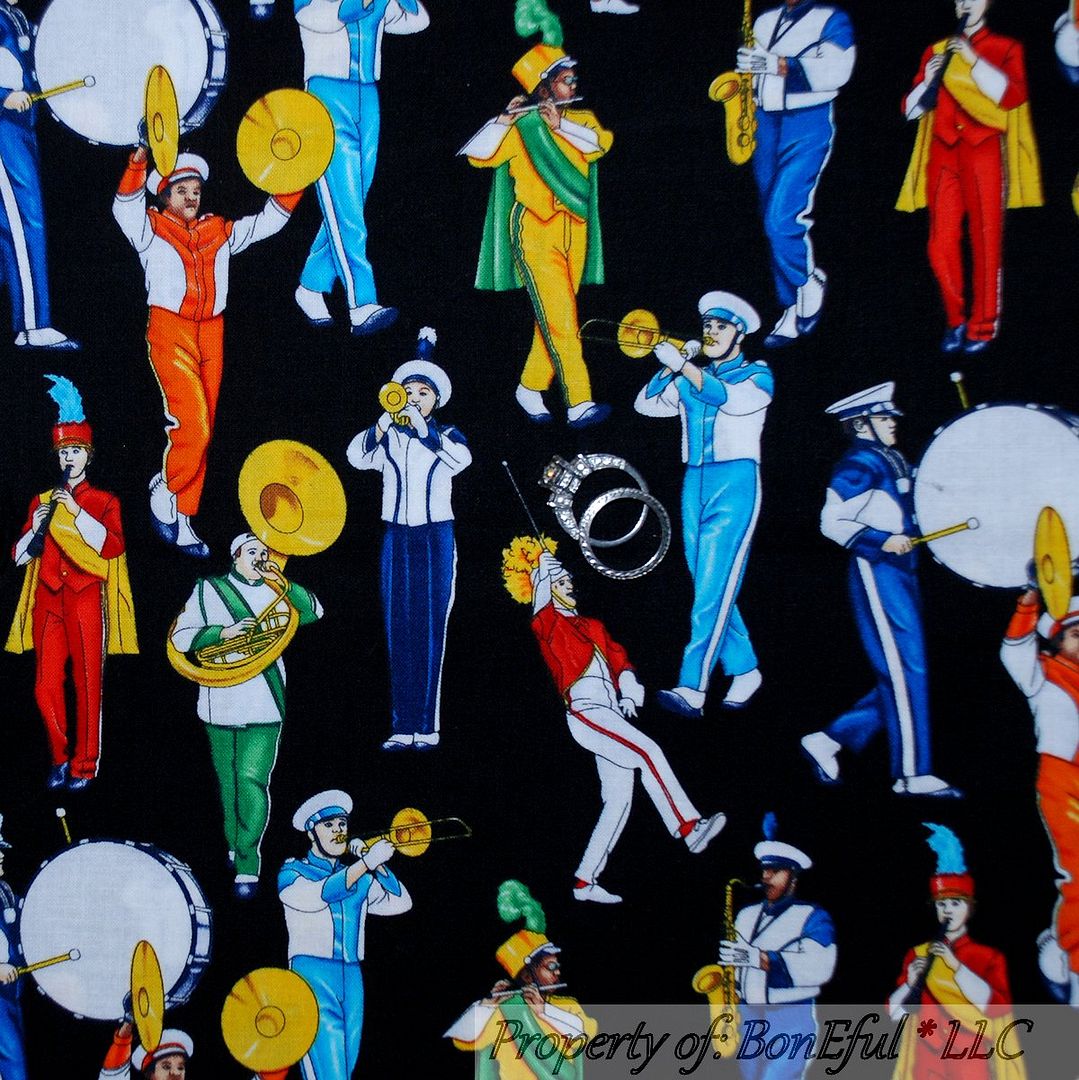 BonEful Fabric FQ Cotton Quilt School Music US Marching Band Uniform