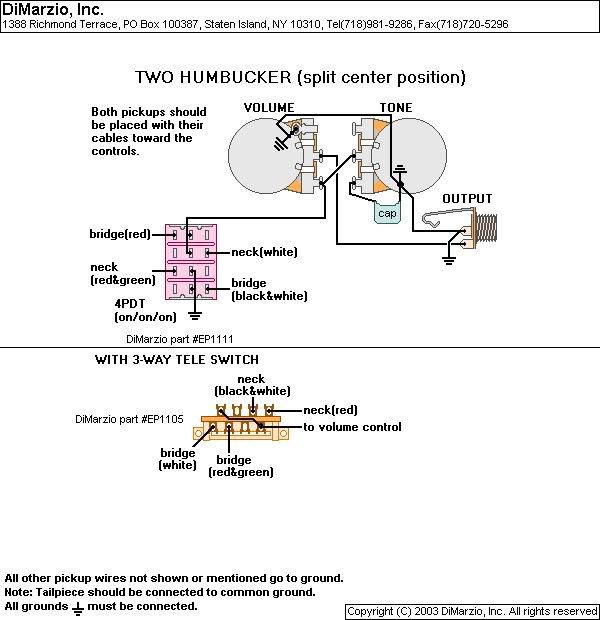 Complete Dimarzio Pickup Routing Specs/Wiring Diagrams | SevenString.org