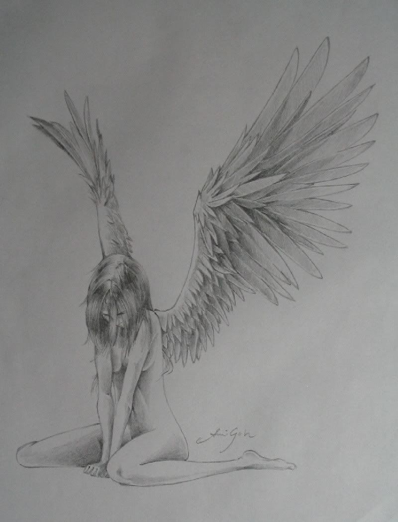 angel wings drawing