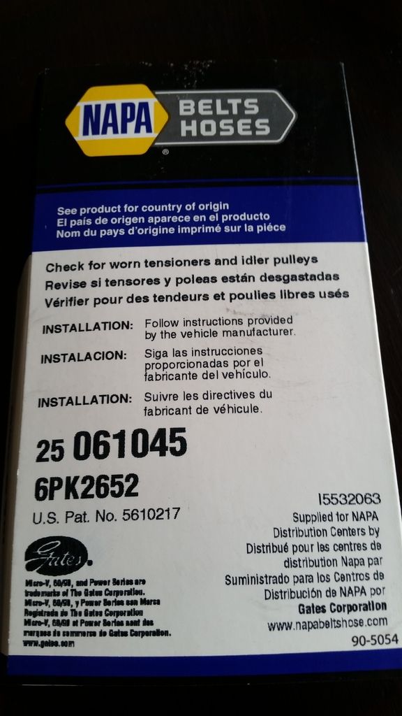 NAPA AUTOMOTIVE 25-061045 Replacement Belt