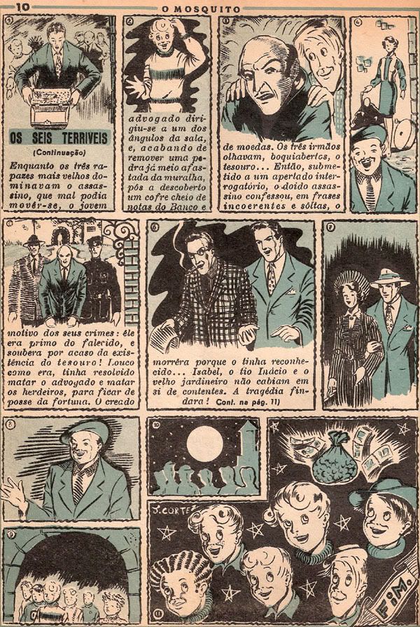 reprodução da última página da aventura, publicada em O Mosquito nº 619, de 30 de Maio de 1945
