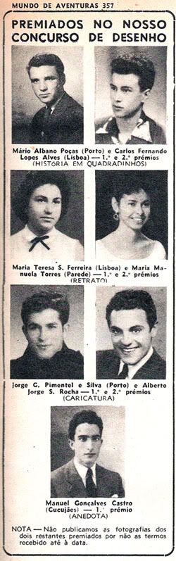 Divulgação dos vencedores, publicada no nº 357, de 14 de Junho de 1956.