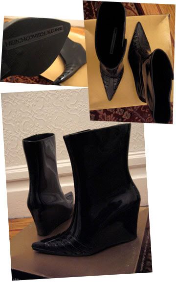 alexandre herchcovitch x melissa rubber scarfun wedge ankle boots on shopmycloset