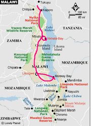 Our route around Malawi