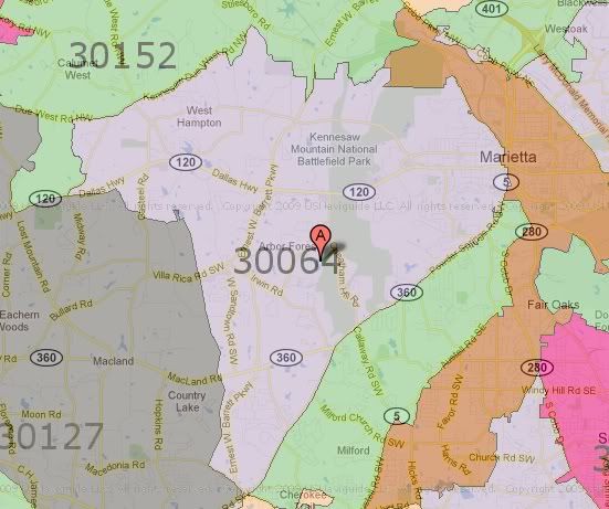 Roswell Georgia Zip Code Map