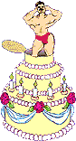 sexy man pops out of cake photo: man dances on top of cake bday055.gif