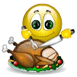 animated thanksgiving photo: Smiley cutting into thanksgiving turkey - animated gif CarveTheTurkey02.gif