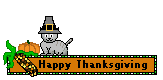 animated thanksgiving photo: Happy Thanksgiving - blinkie banner with animated gray cat gif on top z_blink_thanks4.gif