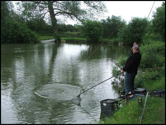 Neil Riddy plays a double figure carp on Peg 24