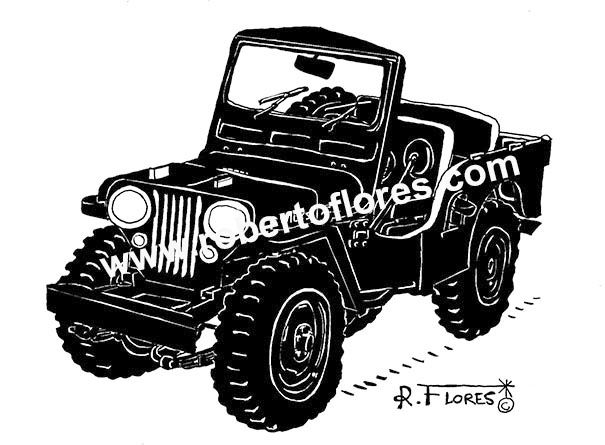 Willys jeep CJ3A black artwork (1)
