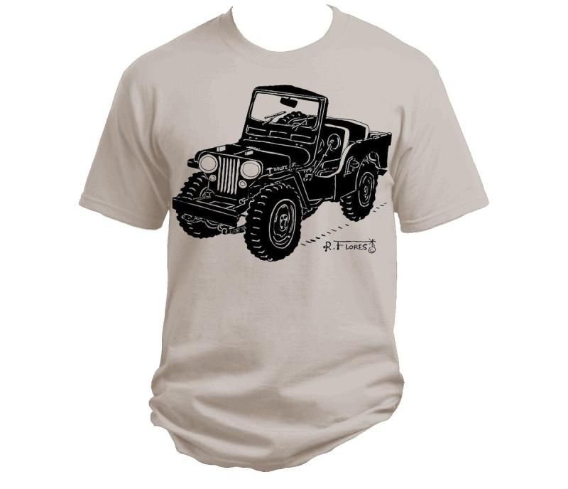 Clear sand Willys jeep CJ3A t-shirt (1)