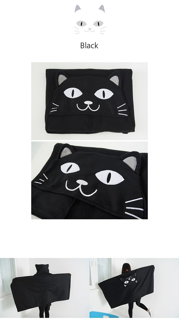 CAT EARS BLANKET HOODIE CAPE Korean Kpop Cute Fashion Geek Cosplay Hat
