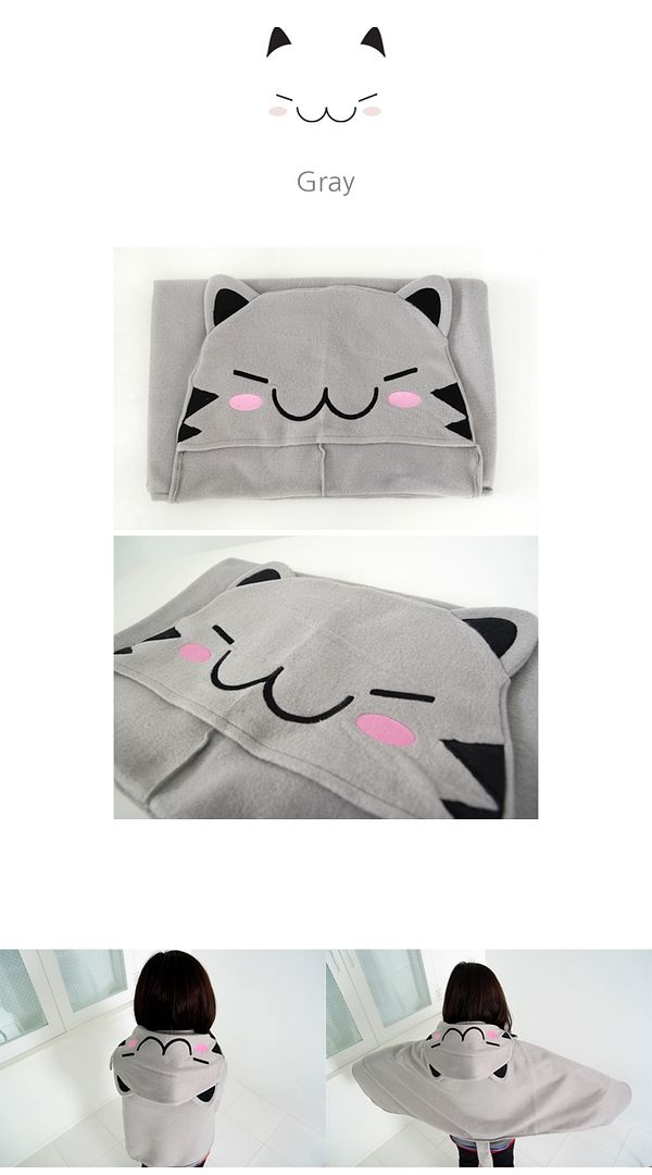 CAT EARS BLANKET HOODIE CAPE Korean Kpop Cute Fashion Geek Cosplay Hat