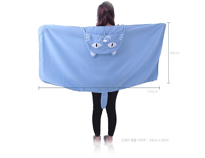 CAT EARS BLANKET HOODIE CAPE Korean Kpop Cute Fashion Geek Cosplay Hat