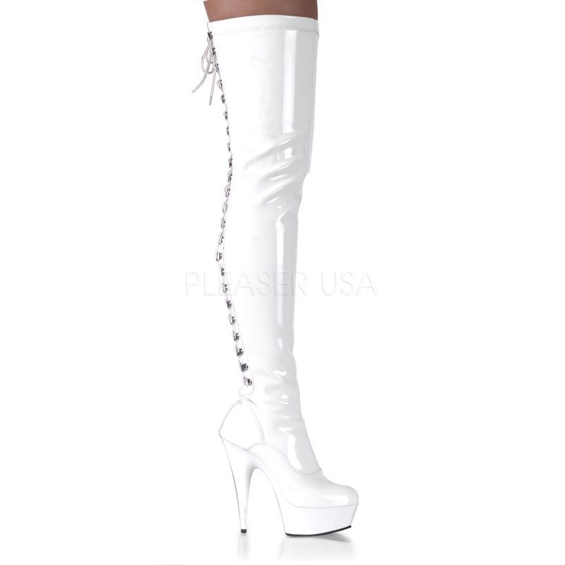 white pvc thigh high boots