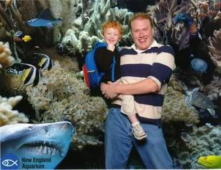 Daddy and his boy at the New England Aquarium