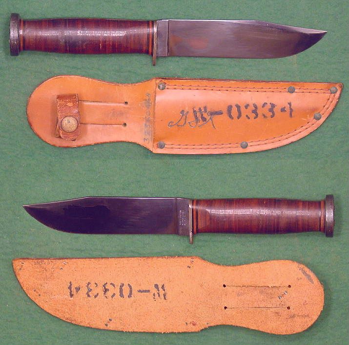 A Western Cutlery L71 \"SeaBee\" Knife In Near New Condition. Sheath Is Stenciled With A Army