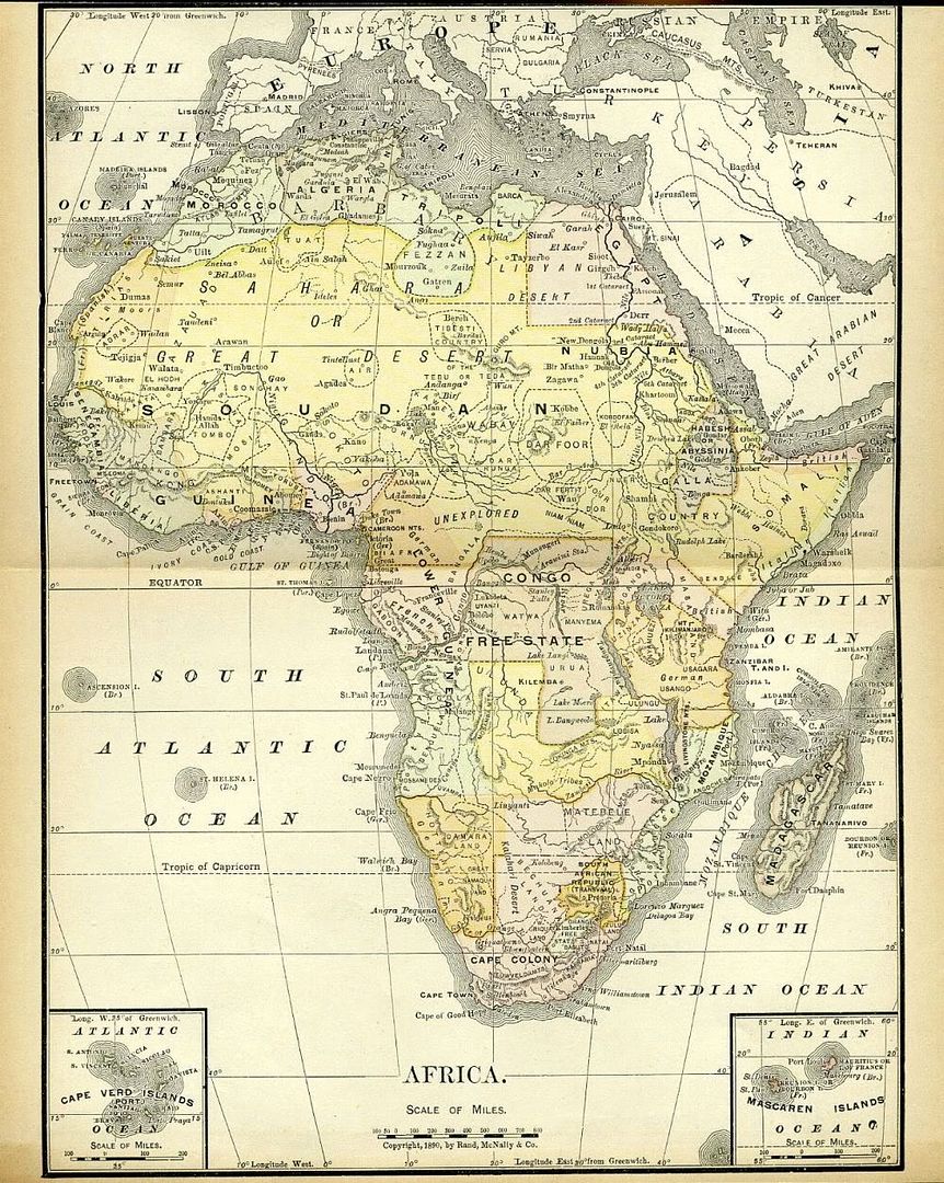 Sudan Congo Unexplored Africa Antique Map Dated 1890