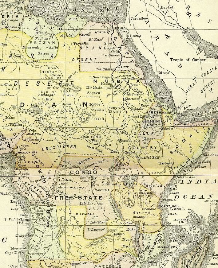 Sudan Congo Unexplored Africa Antique Map Dated 1890