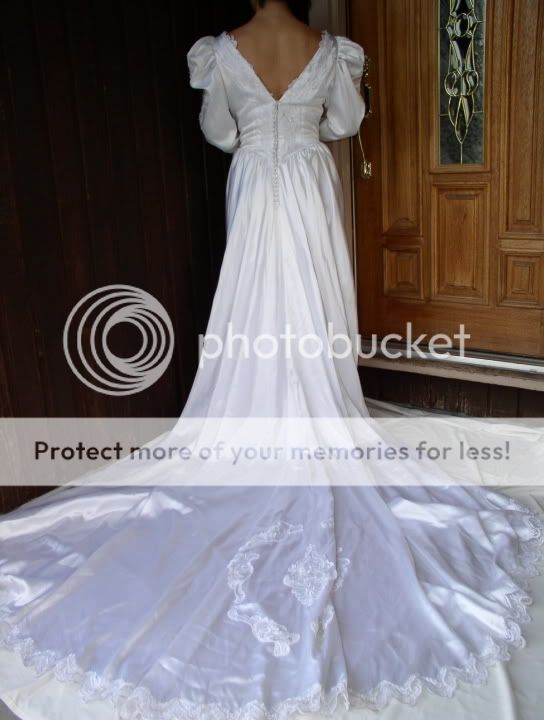 VINTAGE WOMAN BEIGE FORMAL GOWN BRIDAL WEDDING DRESS M  