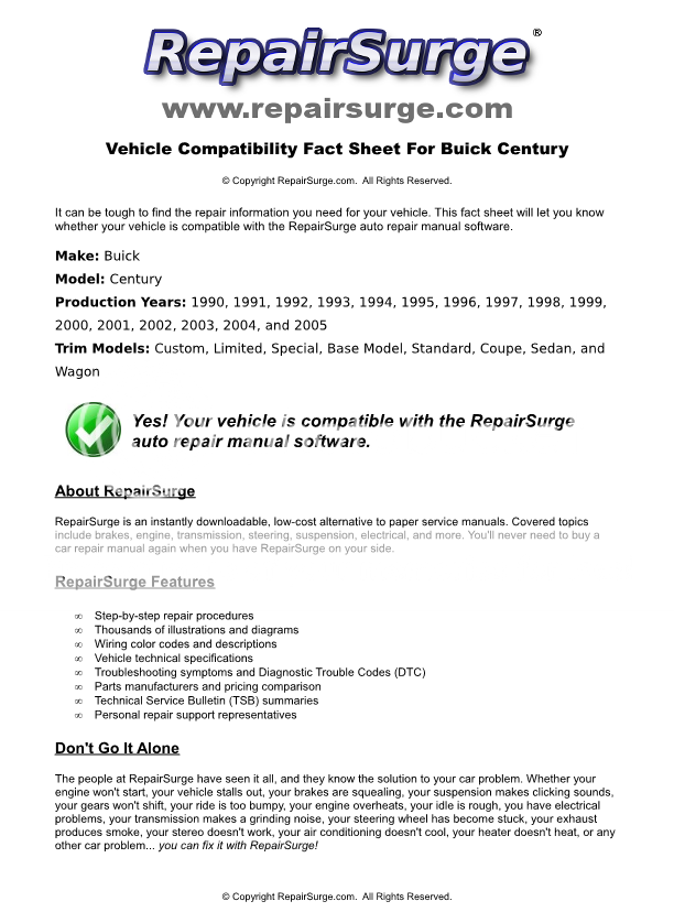 2003 Buick Century Repair Manual Download