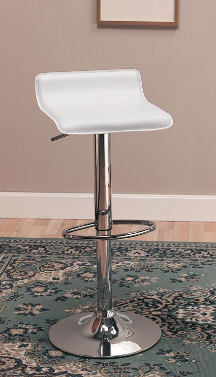 Set of 2 White and Chrome Adjustable Swivel Bar Stool Chair by Coaster 120391