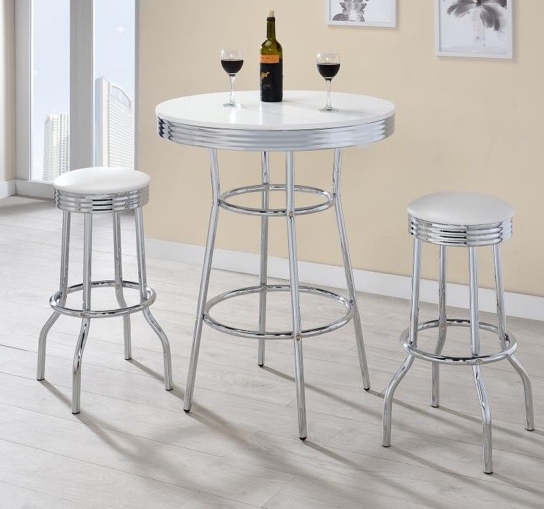 50\'s Retro Soda Fountain White Bar Table Bar Stool Set by Coaster ... 50\'s Retro Soda Fountain White Bar Table Bar Stool Set by Coaster ...