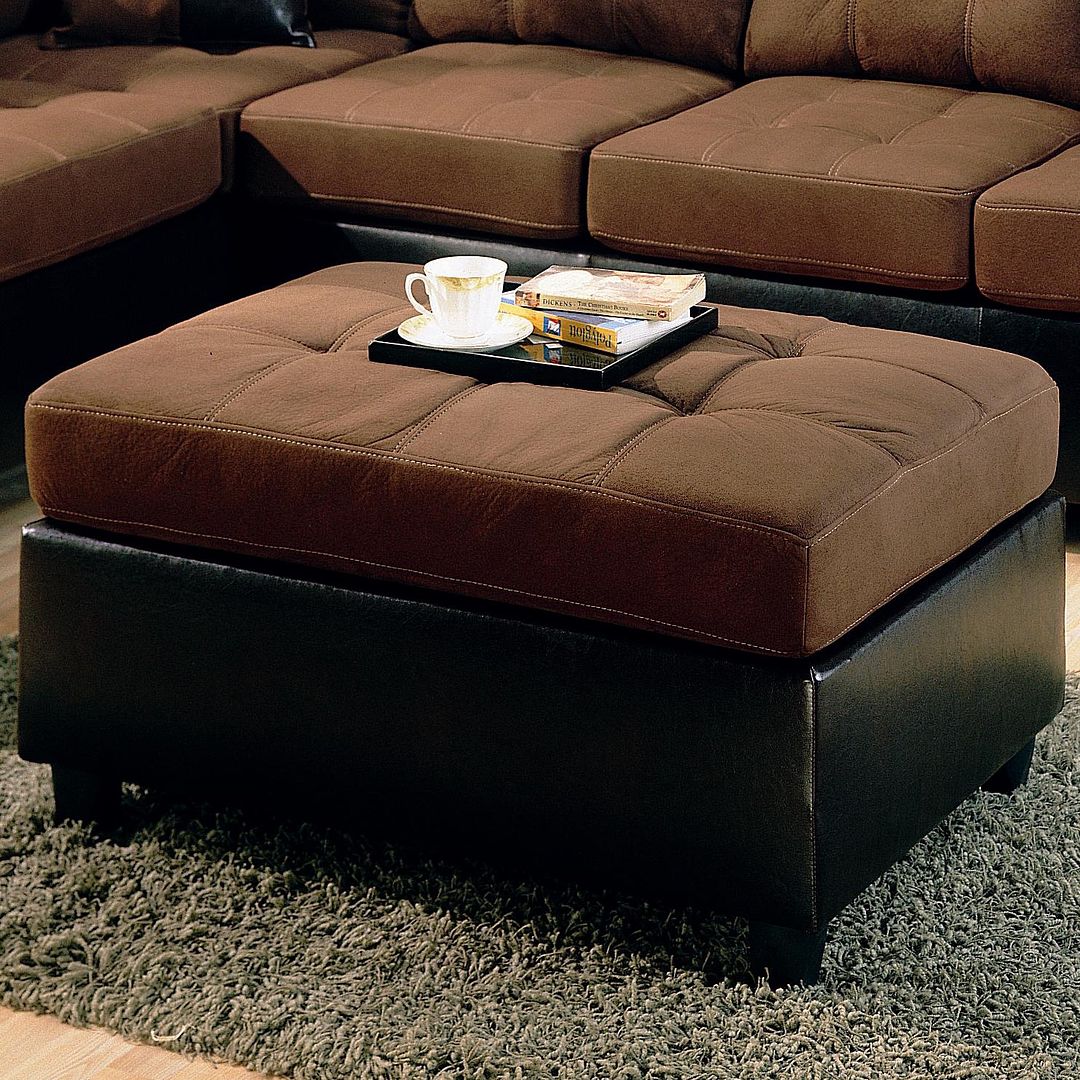 Harlow Dark Brown Faux Leather and Microfiber Cocktail Ottoman by Coaster 500656