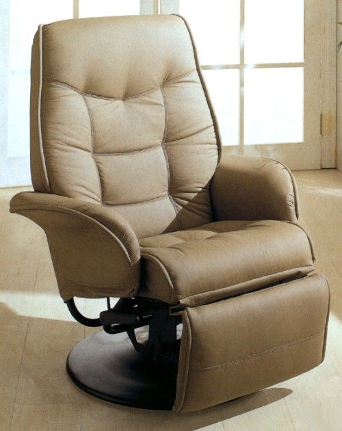 Coaster Beige Leather Like Cushion Swivel Chaise Recliner 7502