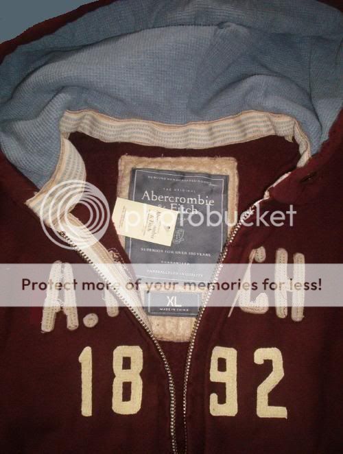 NWT ABERCROMBIE NEW BURGUNDY GARNET WINE HOODIE ZIP DOWN SWEATSHIRT 