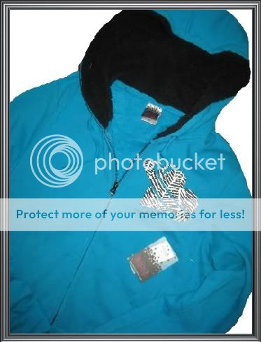 NWT PACSUN LOST TURQUOISE BLUE SWEATSHIRT FUR HOOD HOODIE NEW XL 