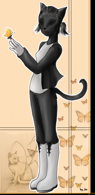 [PokeCommunity.com] .:Cat Anthro and a Butterfly:.