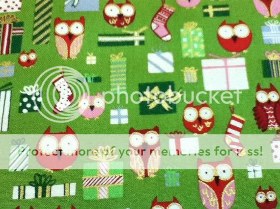 Hoot and Loot Holiday Owl Fabric Christmas Gifts Green  