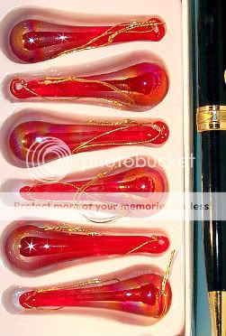 Tear Drop Shape Amber RED XS ArtGlass Ornament 6 pcs (643407012681 