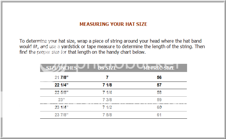 Hat Size Chart items in Lizards Cave 