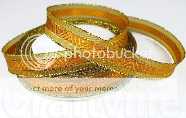 12mm V Design Satin Organza Ribbon YELLOW AMBER  