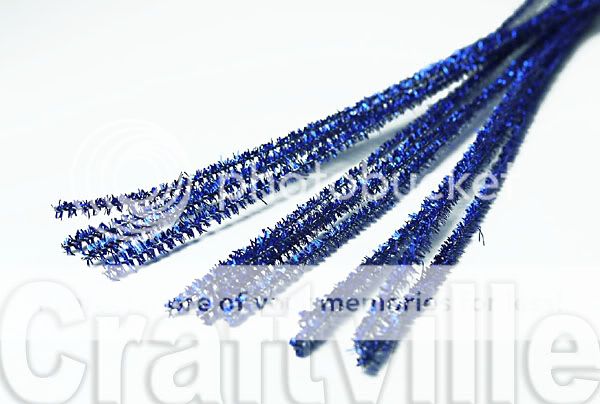 Blue Glitter Shiny Tinsel Craft Wire Sticks Ties x 20