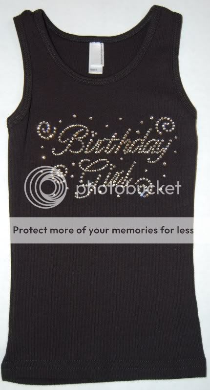 Pictured on a Black Tank Top. Approximate size of Bling is 6.5 x 3.8