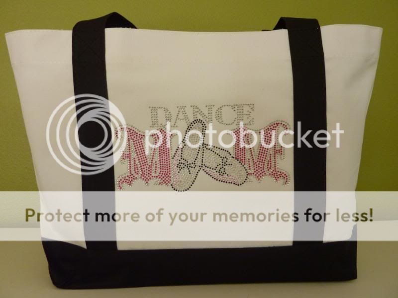 Dance Mom with Ballet Slippers Rhinestone Embellished Tote Bag  