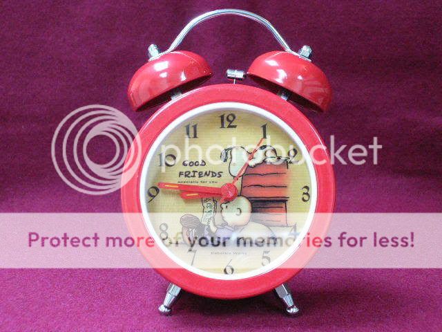 AC181~ Snoopy & Good Friends Twin Bell Alarm Clock Red  