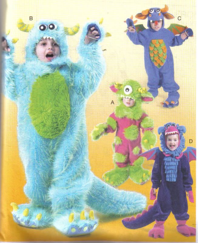McCall's 6628 Little Monsters Children's Fancy Dress Costumes Sewing Pattern