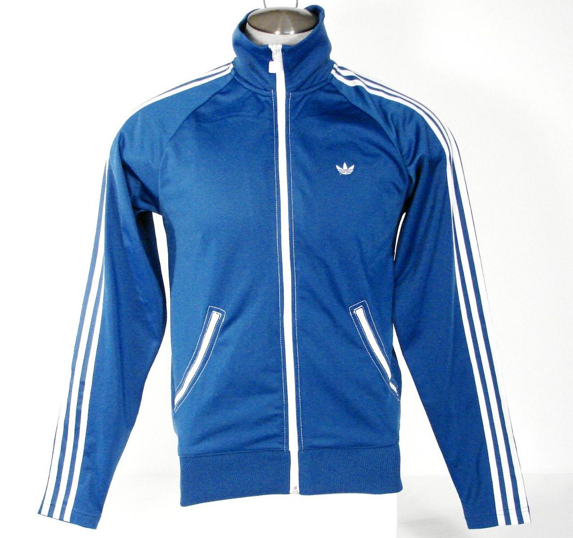 Adidas Originals Trefoil 3 Stripe Zip Front Blue Track Jacket Mens NWT $100